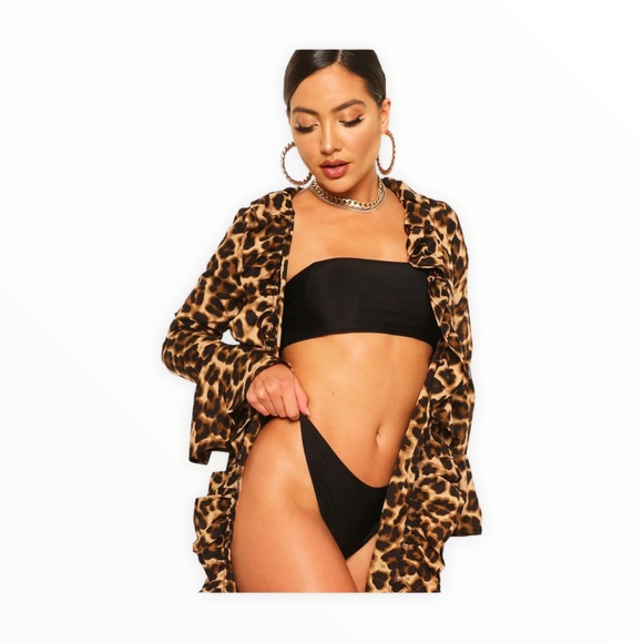 Boohoo Leopard Kimono with Frills - Picture 2 of 4